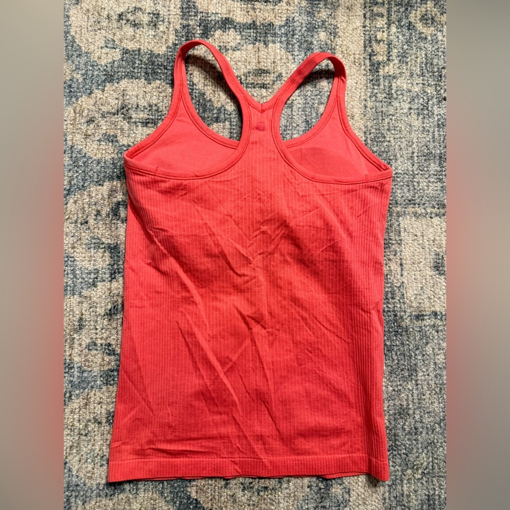 Lululemon Ebb to Street Tank Top Bright Coral Size 8 Pristine Condition - Picture 2 of 3